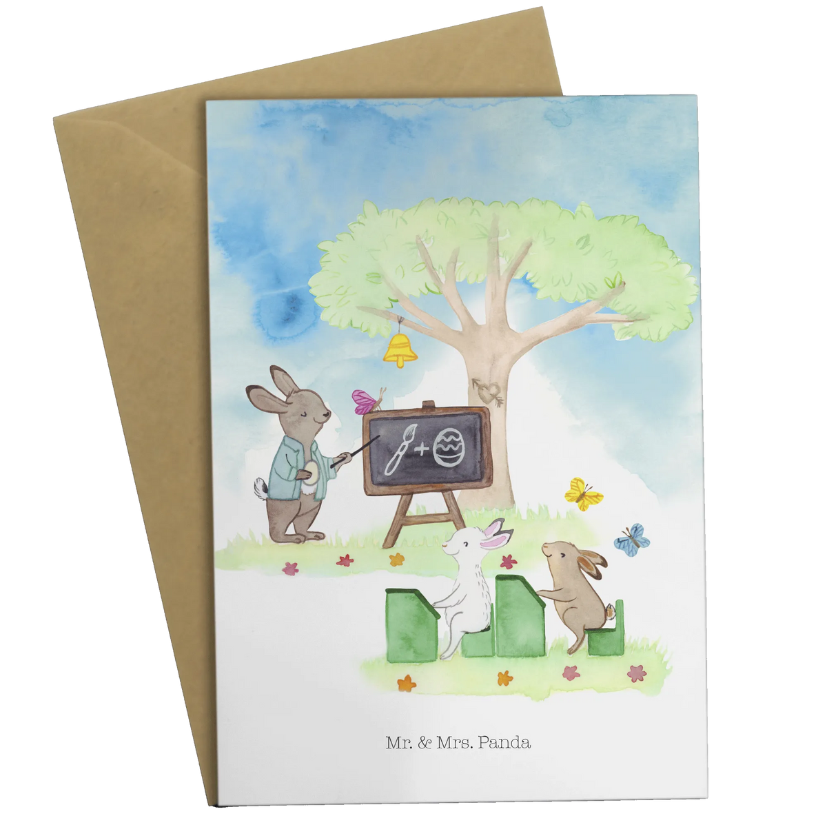 Greetings card Rabbits School greeting card, folding card, wedding card, birthday card, invitation card, Easter, Easter bunny
