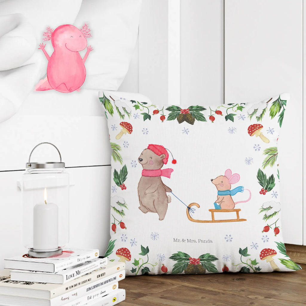 Cushion bear and mouse Sleds Kissenbezüge, Sofakissen, Kissen 40x40, Dekokissen 40x40, Dekokissen, Kissen, Kopfkissen 40x40, Kissenhülle, Zierkissen, Dekokissen Sofa, sitzkissen, Kissenhülle 40x40, Motivkissen, Couchkissen, Kissen 40x40 Waschbar, Kopfkissen, Kissenbezug 40x40, Sofakissen 40x40, sofakissen, Winter, Weihnachten, Weihnachtsdeko, Nikolaus, Advent, Heiligabend, Wintermotiv