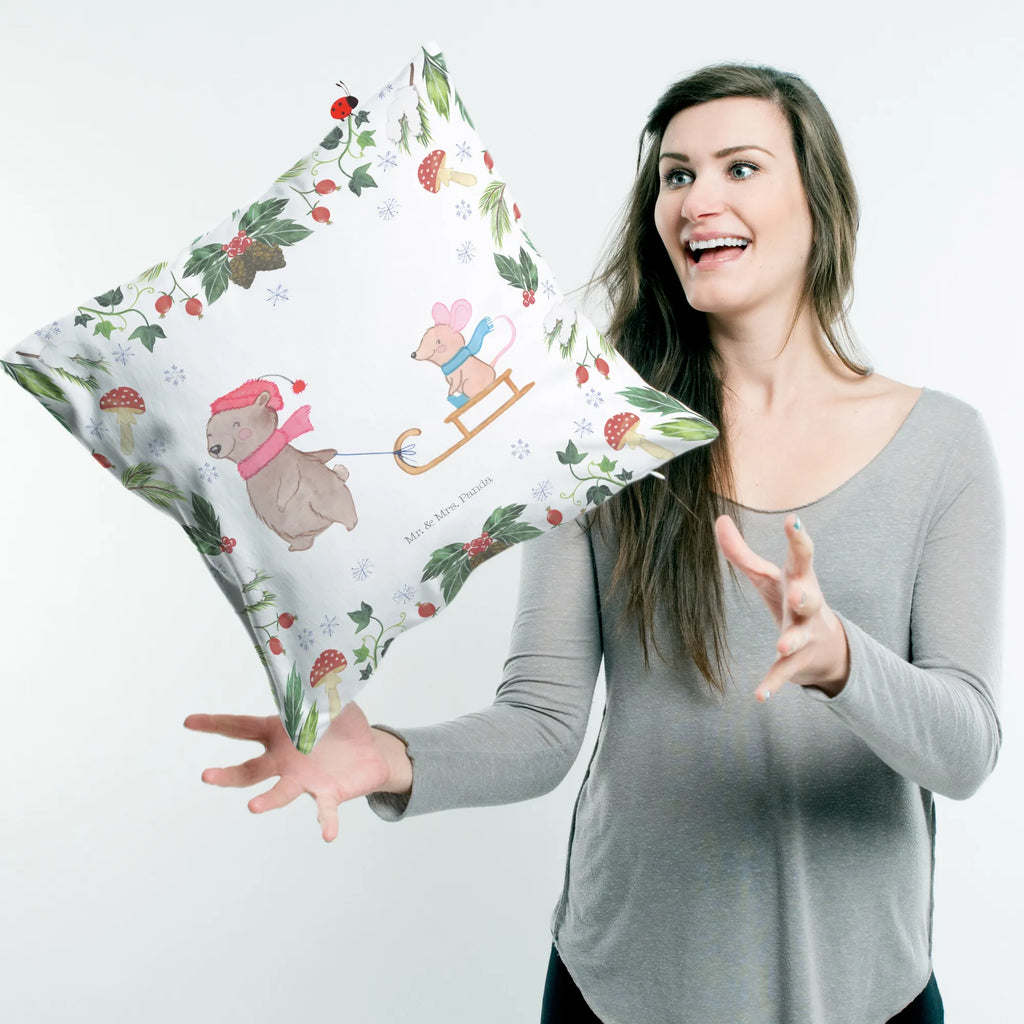 Cushion bear and mouse Sleds Kissenbezüge, Sofakissen, Kissen 40x40, Dekokissen 40x40, Dekokissen, Kissen, Kopfkissen 40x40, Kissenhülle, Zierkissen, Dekokissen Sofa, sitzkissen, Kissenhülle 40x40, Motivkissen, Couchkissen, Kissen 40x40 Waschbar, Kopfkissen, Kissenbezug 40x40, Sofakissen 40x40, sofakissen, Winter, Weihnachten, Weihnachtsdeko, Nikolaus, Advent, Heiligabend, Wintermotiv