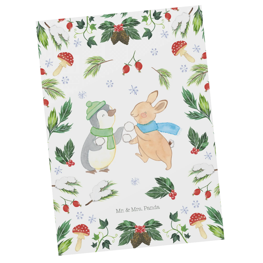 Postkarte Pinguin Hase Schneeballschlacht Dankeskarte, Einladungskarten Geburtstag, Einladung, Grußkarte, Geschenkkarte, Einladungskarte, Karte, Postkarte, Ansichtskarten, Ansichtskarte, Einladung Geburtstag, Geburtstagskarte, Winter, Weihnachten, Weihnachtsdeko, Nikolaus, Advent, Heiligabend, Wintermotiv