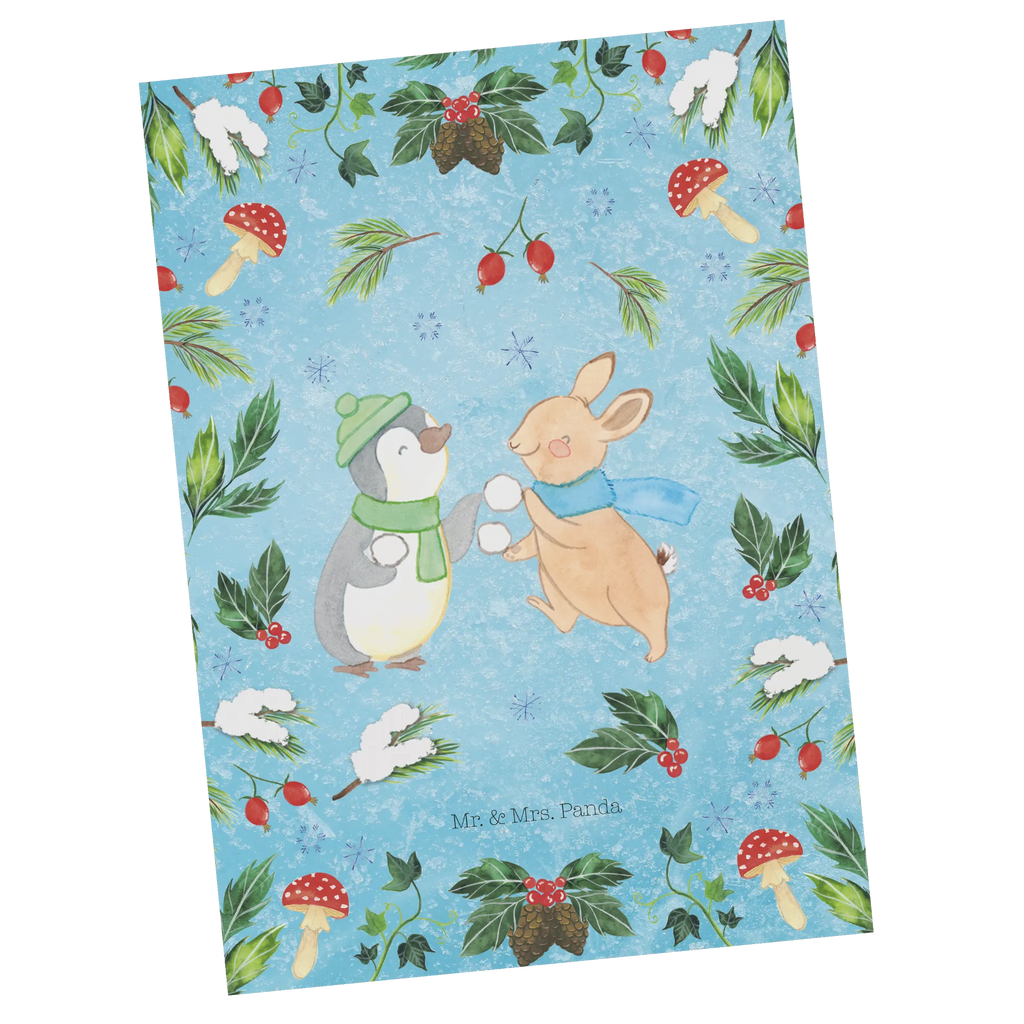 Postkarte Pinguin Hase Schneeballschlacht Dankeskarte, Einladungskarten Geburtstag, Einladung, Grußkarte, Geschenkkarte, Einladungskarte, Karte, Postkarte, Ansichtskarten, Ansichtskarte, Einladung Geburtstag, Geburtstagskarte, Winter, Weihnachten, Weihnachtsdeko, Nikolaus, Advent, Heiligabend, Wintermotiv