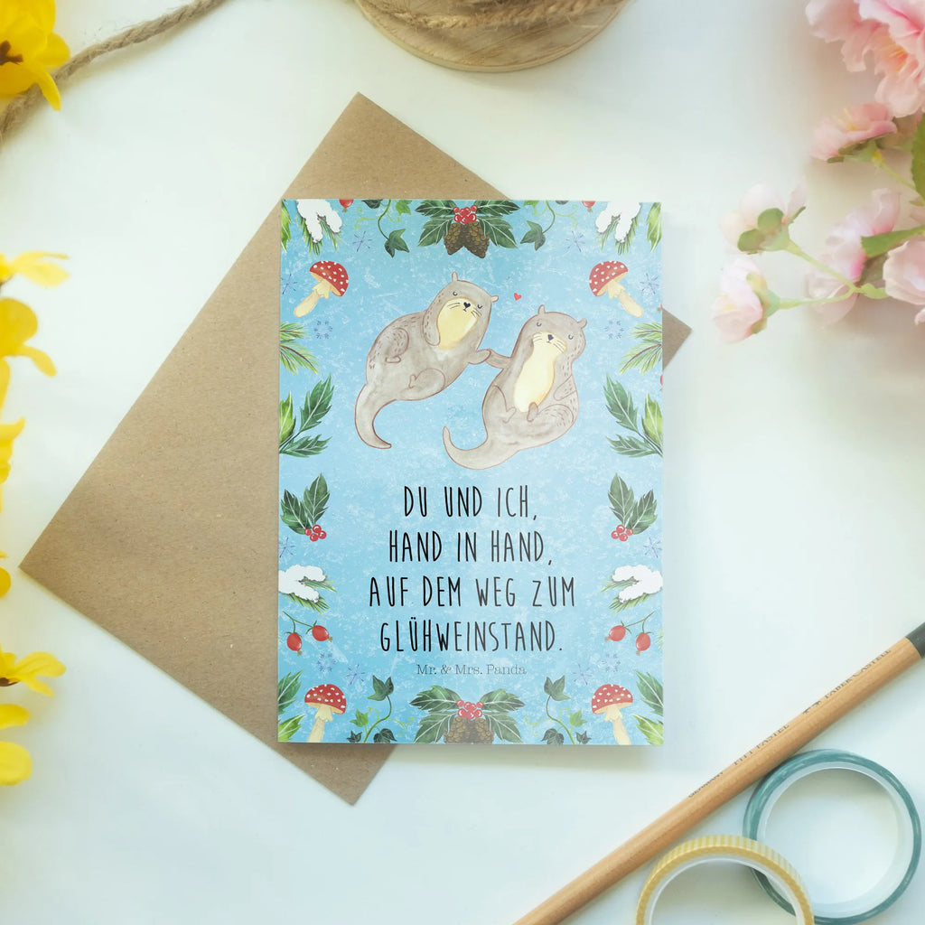 Kartka okolicznościowa wydra Stoisko z grzanym winem Hochzeitskarte, Karte, Geburtstagskarte, Klappkarte, Glückwunschkarte, Ansichtskarten, Einladungskarte, Grußkarte, Winter, Weihnachten, Weihnachtsdeko, Nikolaus, Advent, Heiligabend, Wintermotiv