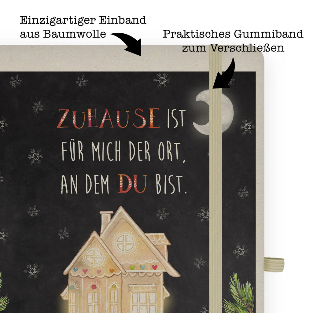 Bawełniany notatnik DIN A4 Piernikowy domek Zima, Boże Narodzenie, dekoracje świąteczne, Mikołaj, Adwent, Wigilia, zimowy motyw
