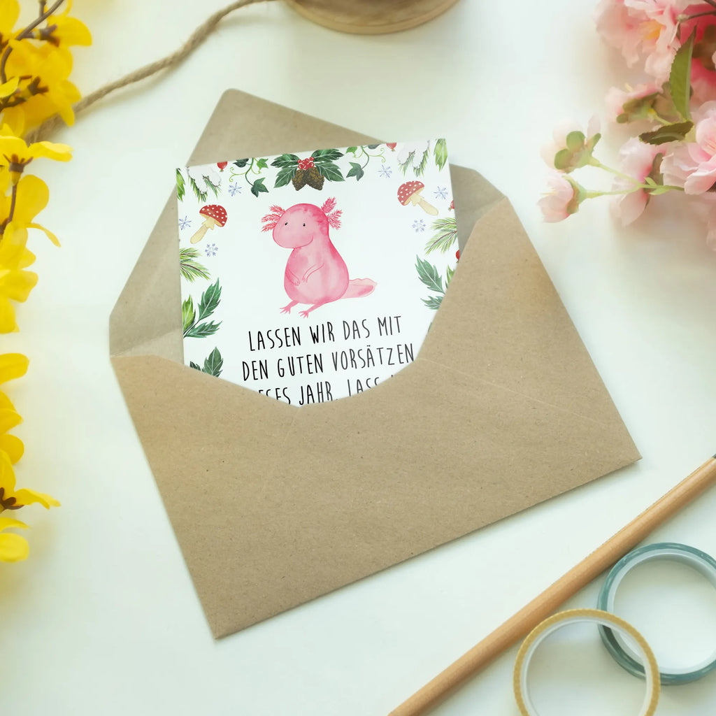 Kartka okolicznościowa Aksolotl Szczęśliwy Hochzeitskarte, Klappkarte, Karte, Grußkarte, Geburtstagskarte, Einladungskarte, Ansichtskarten, Glückwunschkarte, Winter, Weihnachten, Weihnachtsdeko, Nikolaus, Advent, Heiligabend, Wintermotiv