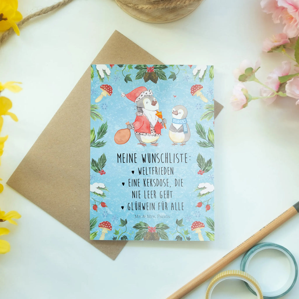 Grußkarte Pinguin Wunschliste osterkarte, firmungskarte, Motivkarte, einladungskarten, kommunionskarte, vatertagskarte, jubiläumskarte, Glückwunschkarte, genesungskarte, abiturkarte, Grußkarten, Grußkarte, valentinstagskarte, osterkarten, Klappkarte, spruchkarte, babykarte, Beileidskarte, hochzeitskarten, weihnachtskarten, glückwunschkarten, dankeskarten, neujahrskarte, Weihnachten, Winter, Weihnachtsdeko, Nikolaus, Advent, Heiligabend, Wintermotiv