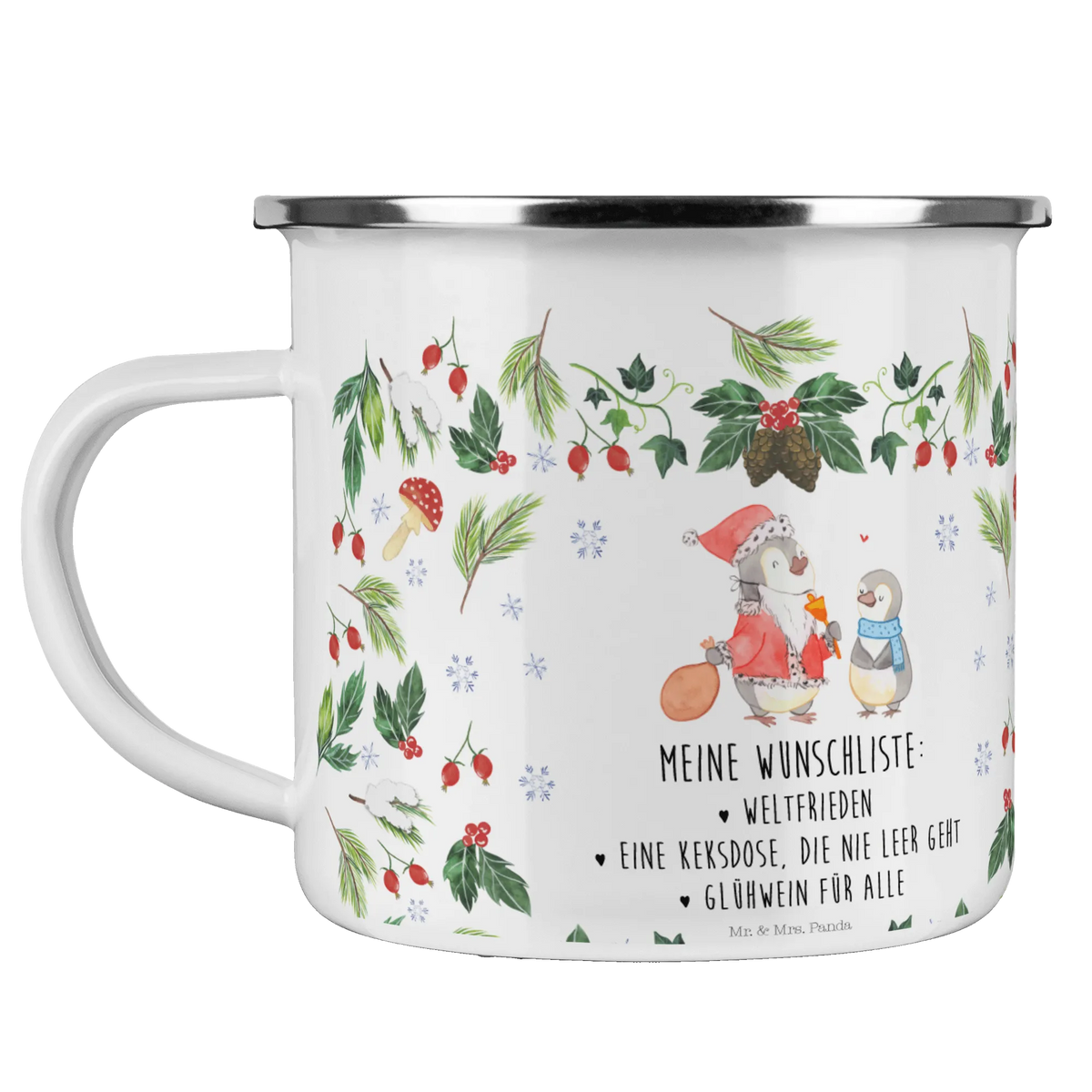 Camping Emaille Tasse Pinguin Wunschliste Teebecher, Reisebecher, Pott, Haferl, Campingbecher, outdoortasse, Motivtasse, wanderbecher, Outdoor Tasse, Emaille Tasse, Emailletasse, Campingtasse, Outdoor Becher, blechbecher, Kaffeepott, Blechtasse, metallbecher, Tasse Emaille, Teetasse, wandertasse, Emaille Becher, reisetasse, becher emaille, emaillebecher, Weihnachten, Winter, Weihnachtsdeko, Nikolaus, Advent, Heiligabend, Wintermotiv