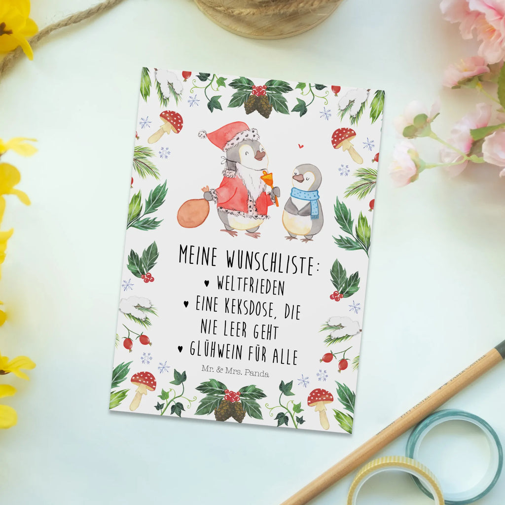 Postkarte Pinguin Wunschliste Geburtstagskarte, Karte, Ansichtskarten, Einladungskarten Geburtstag, Grußkarte, Geschenkkarte, Dankeskarte, Ansichtskarte, Einladung, Einladungskarte, Postkarte, Einladung Geburtstag, Winter, Weihnachten, Weihnachtsdeko, Nikolaus, Advent, Heiligabend, Wintermotiv