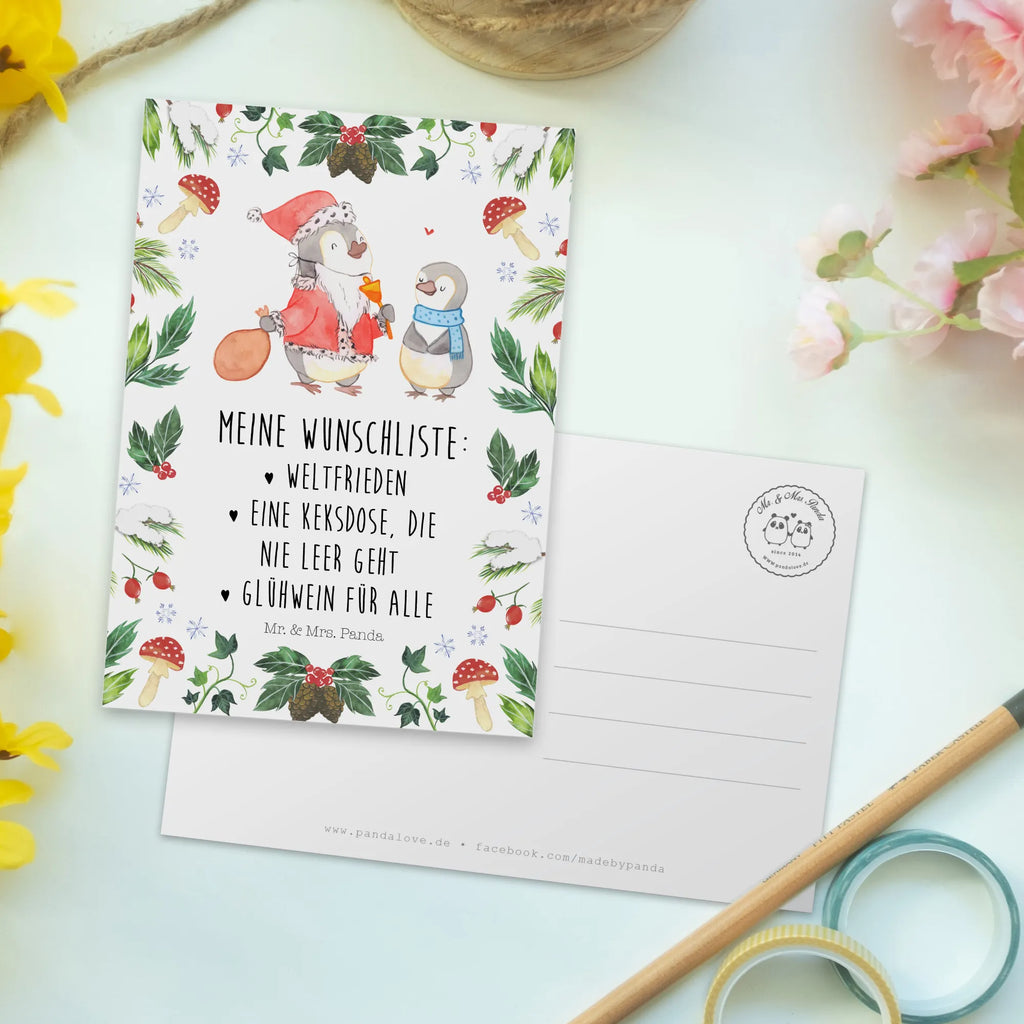 Postkarte Pinguin Wunschliste Geburtstagskarte, Karte, Ansichtskarten, Einladungskarten Geburtstag, Grußkarte, Geschenkkarte, Dankeskarte, Ansichtskarte, Einladung, Einladungskarte, Postkarte, Einladung Geburtstag, Winter, Weihnachten, Weihnachtsdeko, Nikolaus, Advent, Heiligabend, Wintermotiv