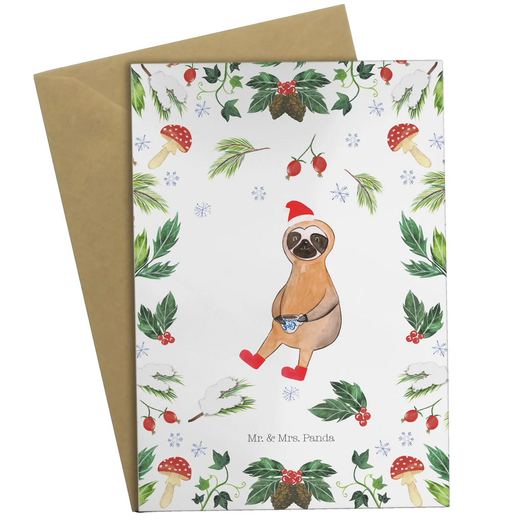 Greetings card sloth cocoa Glückwunschkarte, Karte, Ansichtskarten, Geburtstagskarte, Hochzeitskarte, Klappkarte, Einladungskarte, Grußkarte, Winter, Weihnachten, Weihnachtsdeko, Nikolaus, Advent, Heiligabend, Wintermotiv
