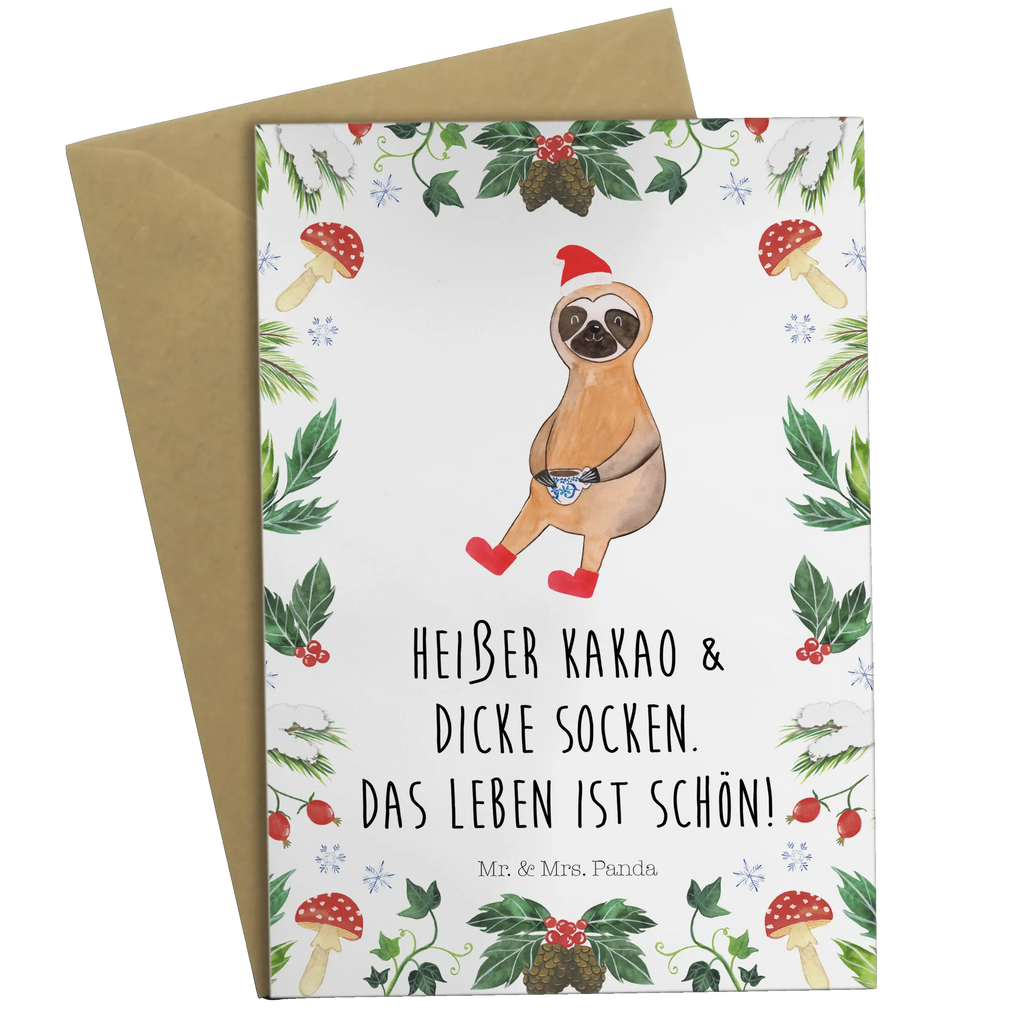Greetings card sloth cocoa Glückwunschkarte, Karte, Ansichtskarten, Geburtstagskarte, Hochzeitskarte, Klappkarte, Einladungskarte, Grußkarte, Winter, Weihnachten, Weihnachtsdeko, Nikolaus, Advent, Heiligabend, Wintermotiv