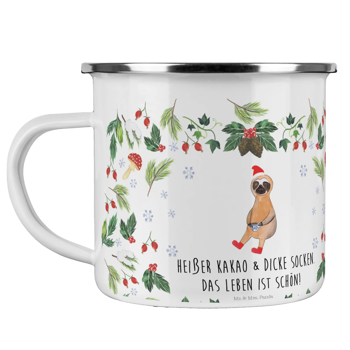 Enamel camping mug sloth cocoa steel mug for camping, stainless steel drinking cup, metal camping mug, enamel drinking mug, lightweight camping mug, camp coffee mug, travel mug, camper mug, enamel camping cup, camping mug, backpacking mug, bushcraft mug, hiking mug, adventure mug, outdoor cup, tin coffee cup, campfire mug, enamel mug, metal cup, camping metal cup, Winter, Christmas, Christmas time, snow
