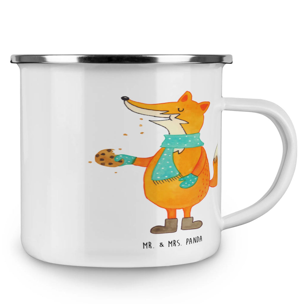 Kempingowy kubek emaliowany Lis pudełko na ciastka Zima, Boże Narodzenie, dekoracje świąteczne, Mikołaj, Adwent, Wigilia, zimowy motyw