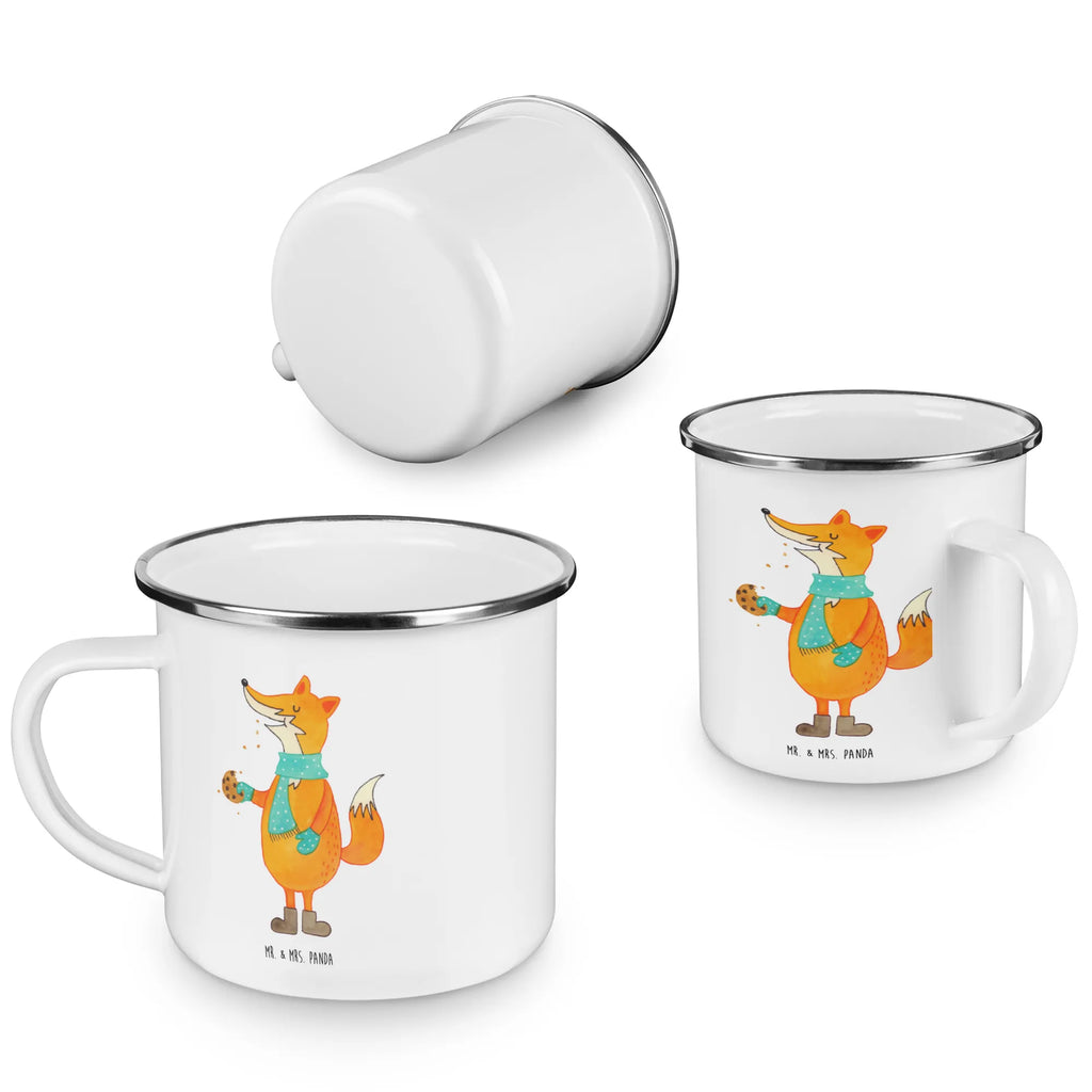 Kempingowy kubek emaliowany Lis pudełko na ciastka Zima, Boże Narodzenie, dekoracje świąteczne, Mikołaj, Adwent, Wigilia, zimowy motyw