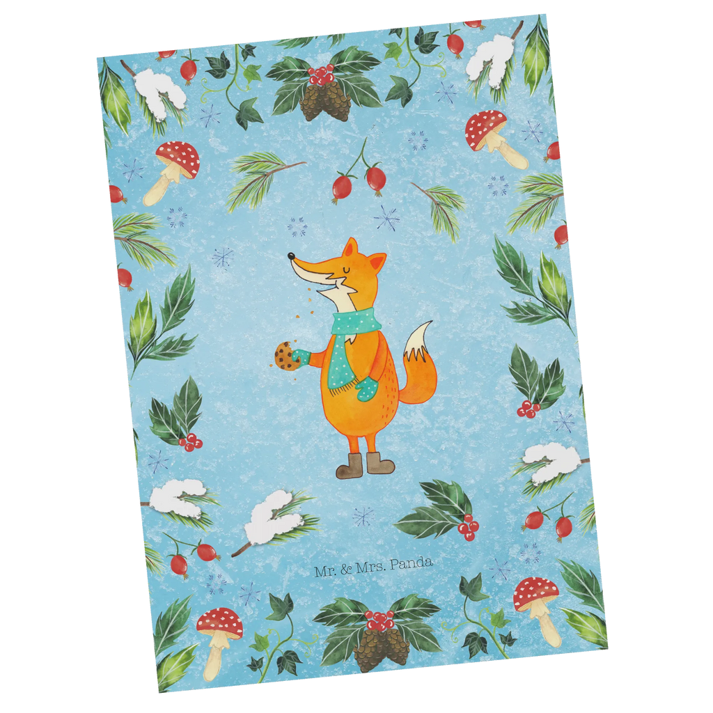 Postcard Fox cookie jar paper, card, gift card, letter, postcards, invitation, Postcard, gift, invitation card, Winter, Christmas, Christmas time, snow