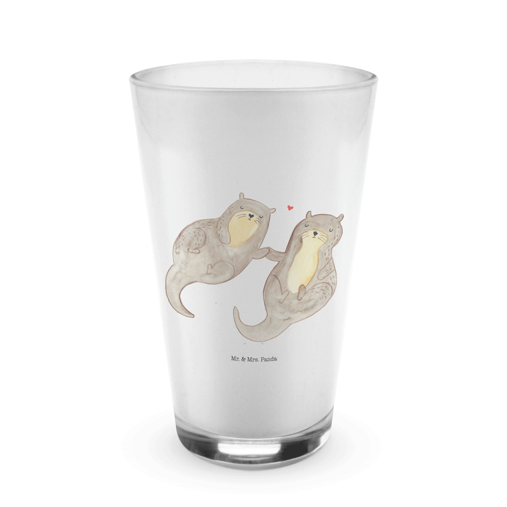 Glas Otter händchenhaltend Cappuccino Glas, Glas, Cappuccino Tasse, Latte Macchiato, Otter, Fischotter, Seeotter, Otter Seeotter See Otter
