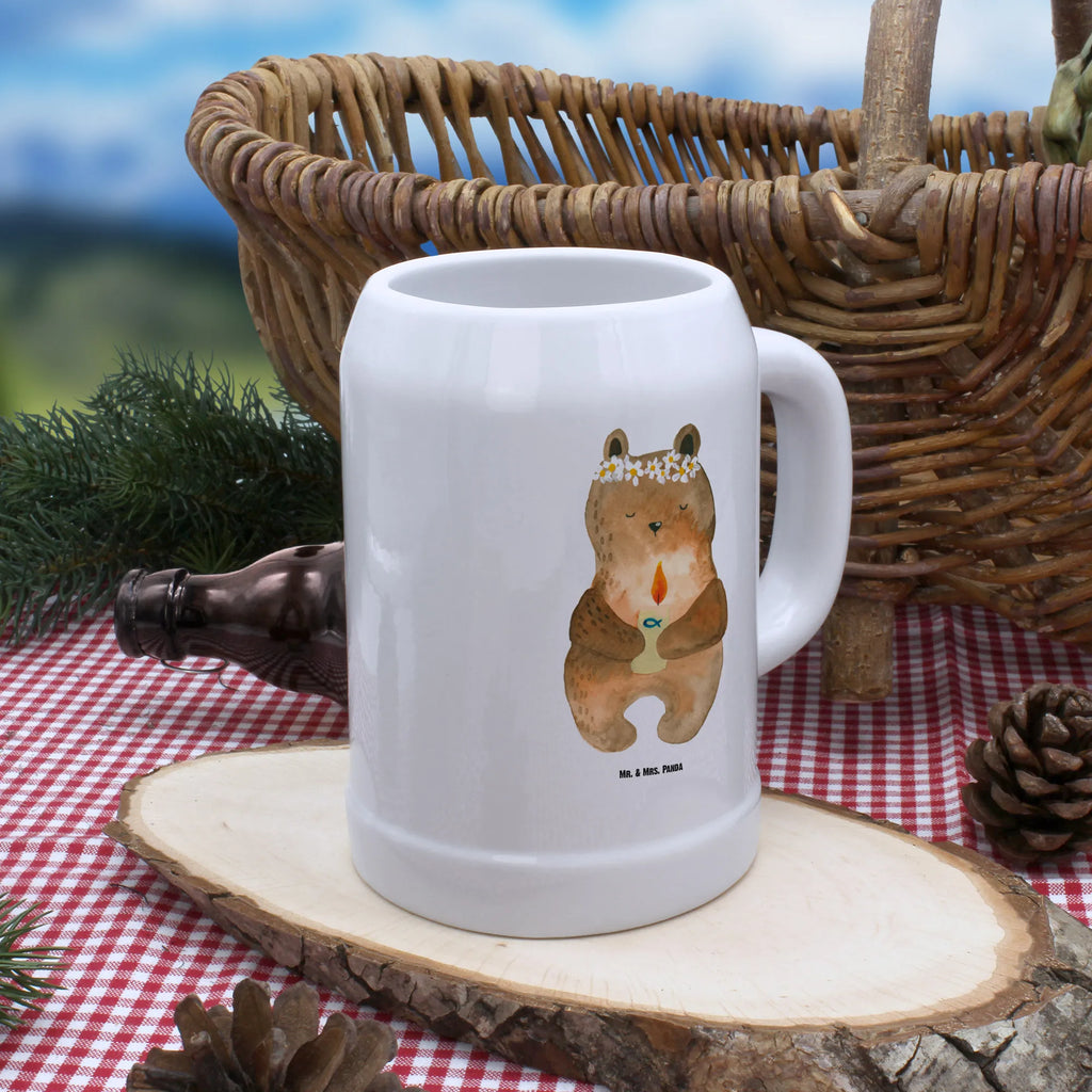 Beer mug bear communion bear, teddy, teddy bear, cuddly toy, baptismal candle, communion, catholic, God's blessing