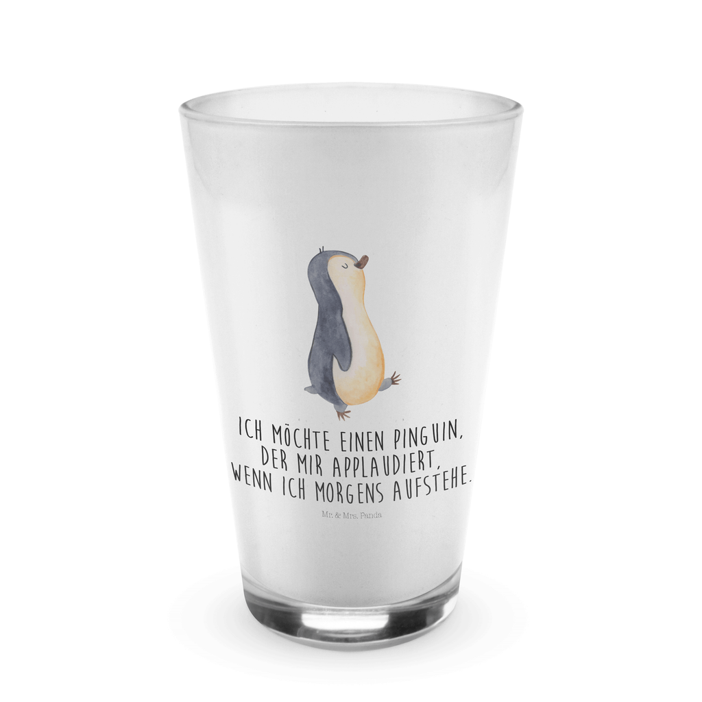 Glas Pinguin marschierend Cappuccino Glas, Glas, Cappuccino Tasse, Latte Macchiato, Pinguin, Pinguine, Frühaufsteher, Langschläfer, Bruder, Schwester, Familie