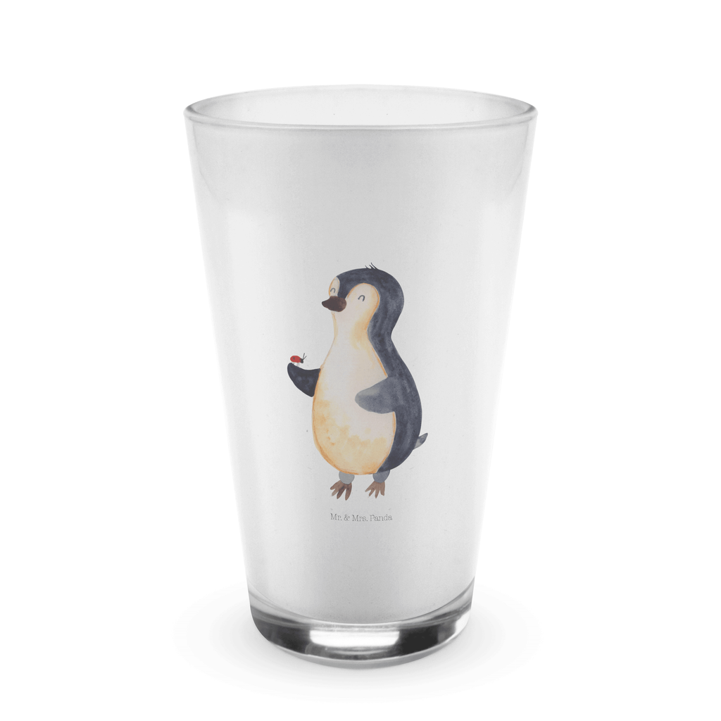 Glas Pinguin Marienkäfer Cappuccino Glas, Glas, Cappuccino Tasse, Latte Macchiato, Pinguin, Pinguine, Marienkäfer, Liebe, Wunder, Glück, Freude, Lebensfreude