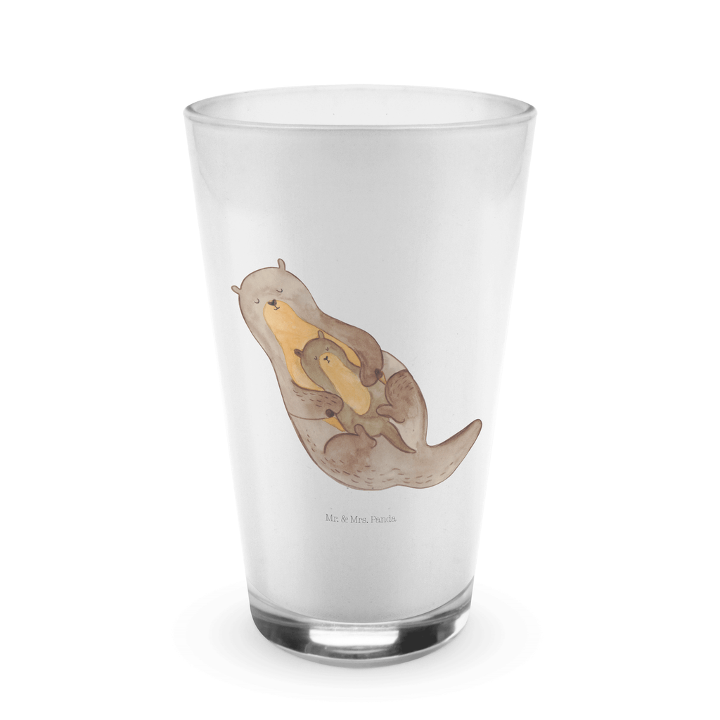 Glas Otter mit Kind Cappuccino Glas, Glas, Cappuccino Tasse, Latte Macchiato, Otter, Fischotter, Seeotter, Otter Seeotter See Otter