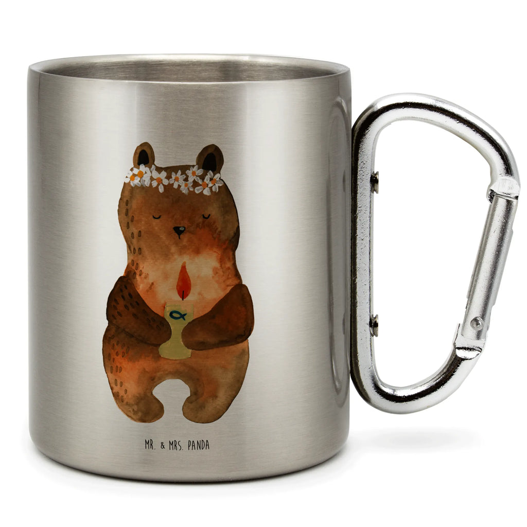 Stainless steel mug bear communion bear, teddy, teddy bear, cuddly toy, catholic, God's blessing, communion, baptismal candle