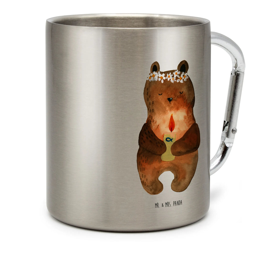 Stainless steel mug bear communion bear, teddy, teddy bear, cuddly toy, catholic, God's blessing, communion, baptismal candle