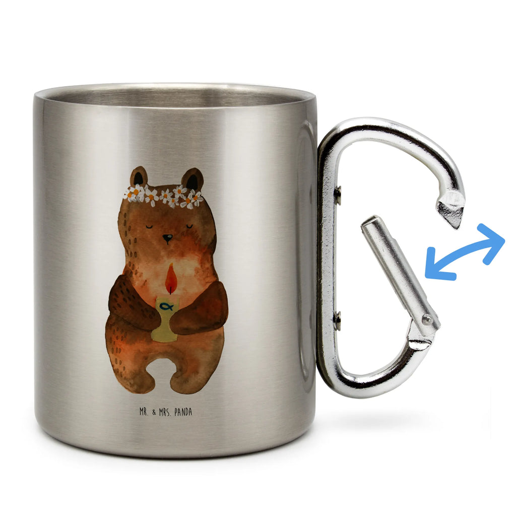 Stainless steel mug bear communion bear, teddy, teddy bear, cuddly toy, catholic, God's blessing, communion, baptismal candle