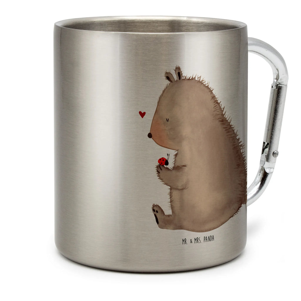 Stainless steel mug bear ladybug bear, teddy, teddy bear, cuddly toy, motivation, life is beautiful, love, ladybird, freedom