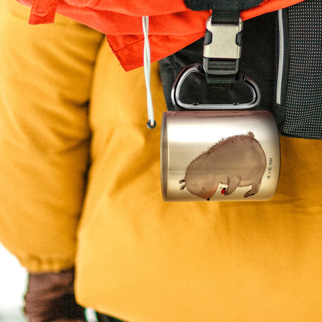 Stainless steel mug bear ladybug bear, teddy, teddy bear, cuddly toy, motivation, life is beautiful, love, ladybird, freedom