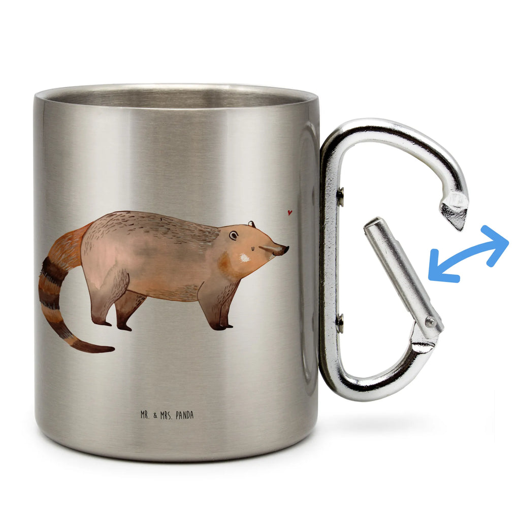 Stainless steel mug Nasal Bear small animals, cute, funny, cute animal motives, hand drawn, small world, funny sayings, good mood, happy, gifts, gift ideas, special gifts, animal lover, card, Nose bear, bear, trunk bear, nose bear