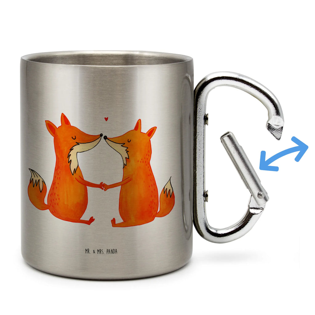 Stainless steel mug foxes Love fox, foxes, forest wildlife, clever as a fox, animal lover, fiancée, girlfriend, love, lovers, partner, wife, proof of love, husband, couple, marriage, boyfriend