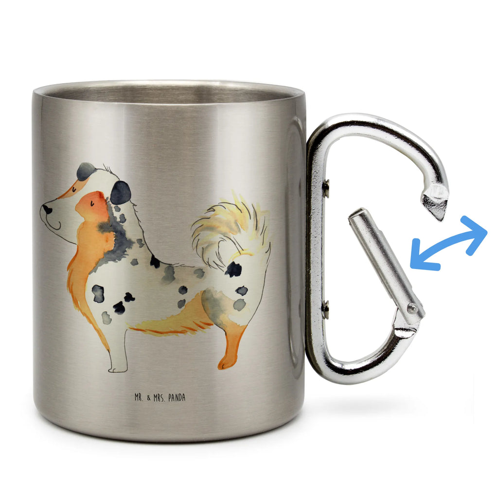 Kubek ze stali nierdzewnej Pies Owczarek australijski Pies, motyw psa, zwierzę domowe, rasa psa, miłośnik zwierząt, właściciel psa, powiedzenia