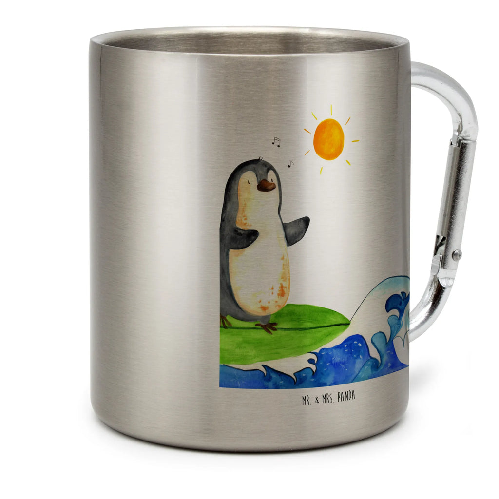 Stainless steel mug Penguin surfer Penguin, North Pole, Winter, Penguins, surfing, Portugal, penguins, wave riding, Hawaii, surfers, waves, holidays