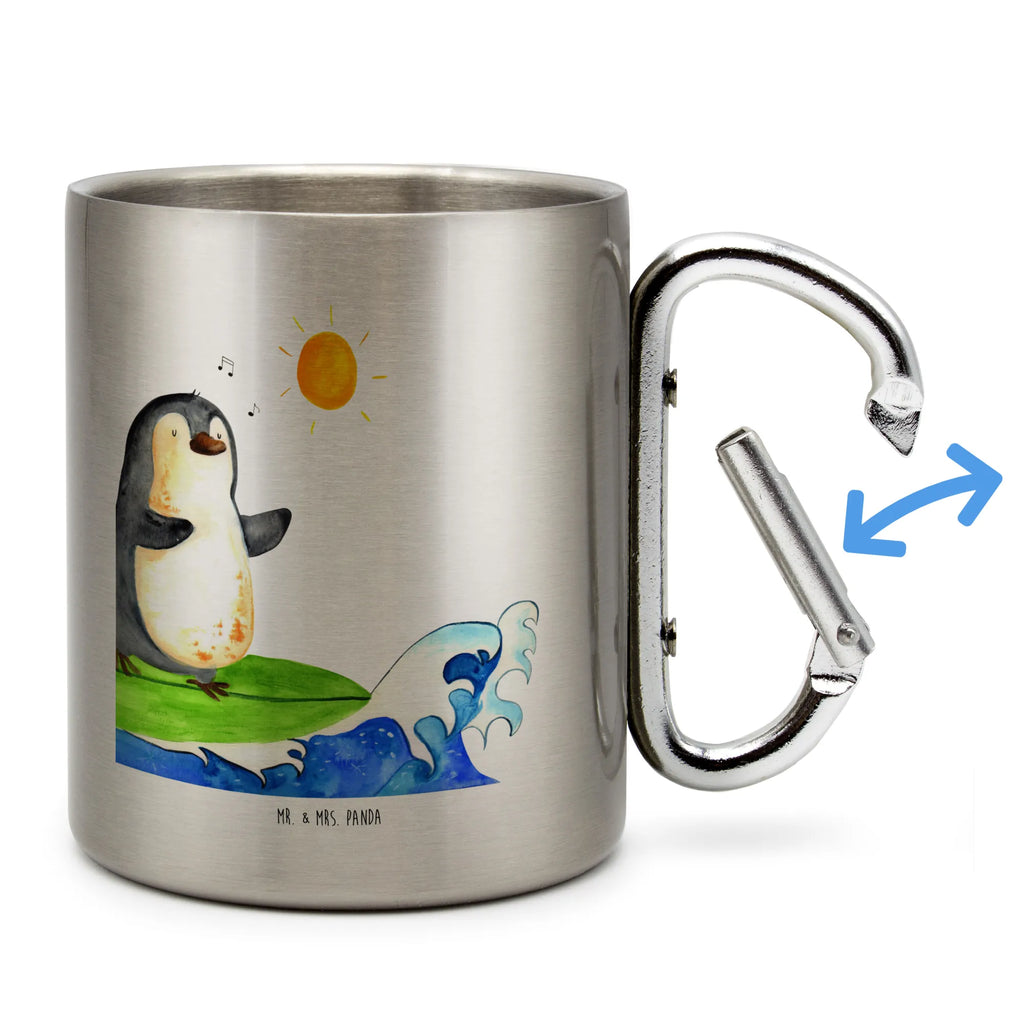 Stainless steel mug Penguin surfer Penguin, North Pole, Winter, Penguins, surfing, Portugal, penguins, wave riding, Hawaii, surfers, waves, holidays