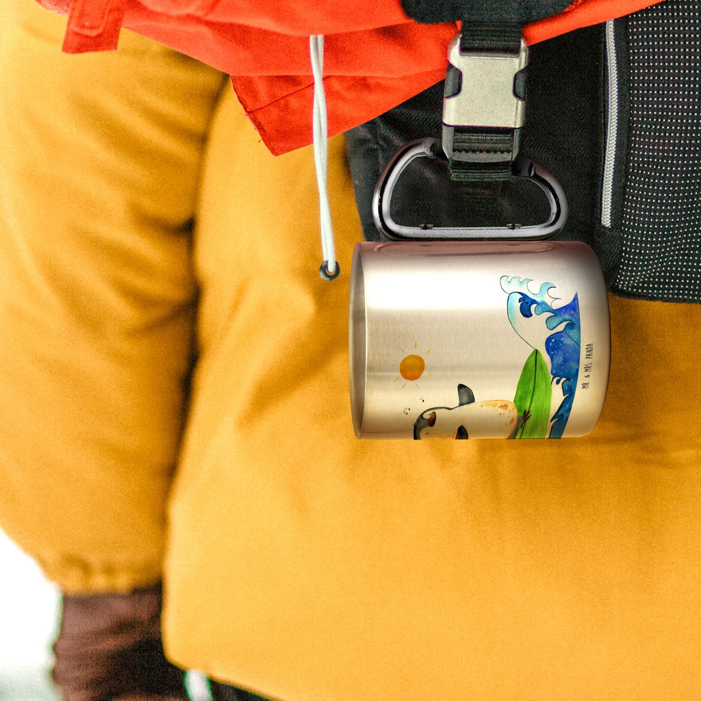 Stainless steel mug Penguin surfer Penguin, North Pole, Winter, Penguins, surfing, Portugal, penguins, wave riding, Hawaii, surfers, waves, holidays