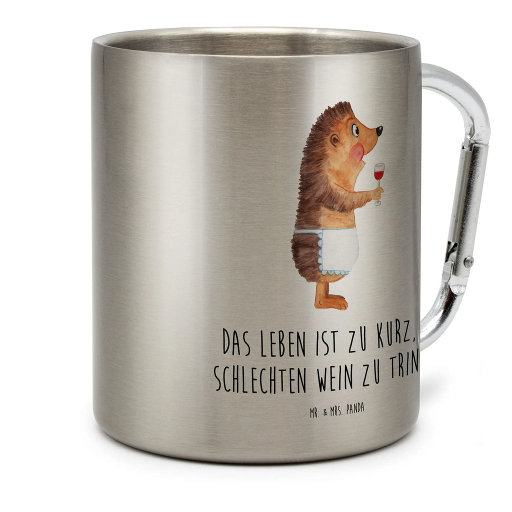 Stainless steel mug Hedgehog wine small animals, cute, funny, cute animal motives, hand drawn, small world, funny sayings, good mood, happy, gifts, gift ideas, special gifts, animal lover, card, wine saying, gift wine drinker, wine decoration, wine glass, hedgehog, white wine, drinking wine, red wine, gift wine lover