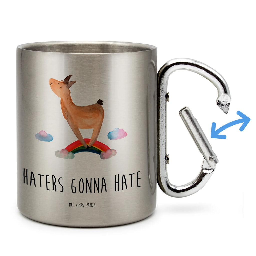 Stainless steel mug lama rainbow Llama, llama, alpaca, trendy animal, Outsider, Self-employed, Haters, Lamas, Rainbow, School, Haters gonna hate, Freedom, Cloud country, Hobby, Lama, Abi