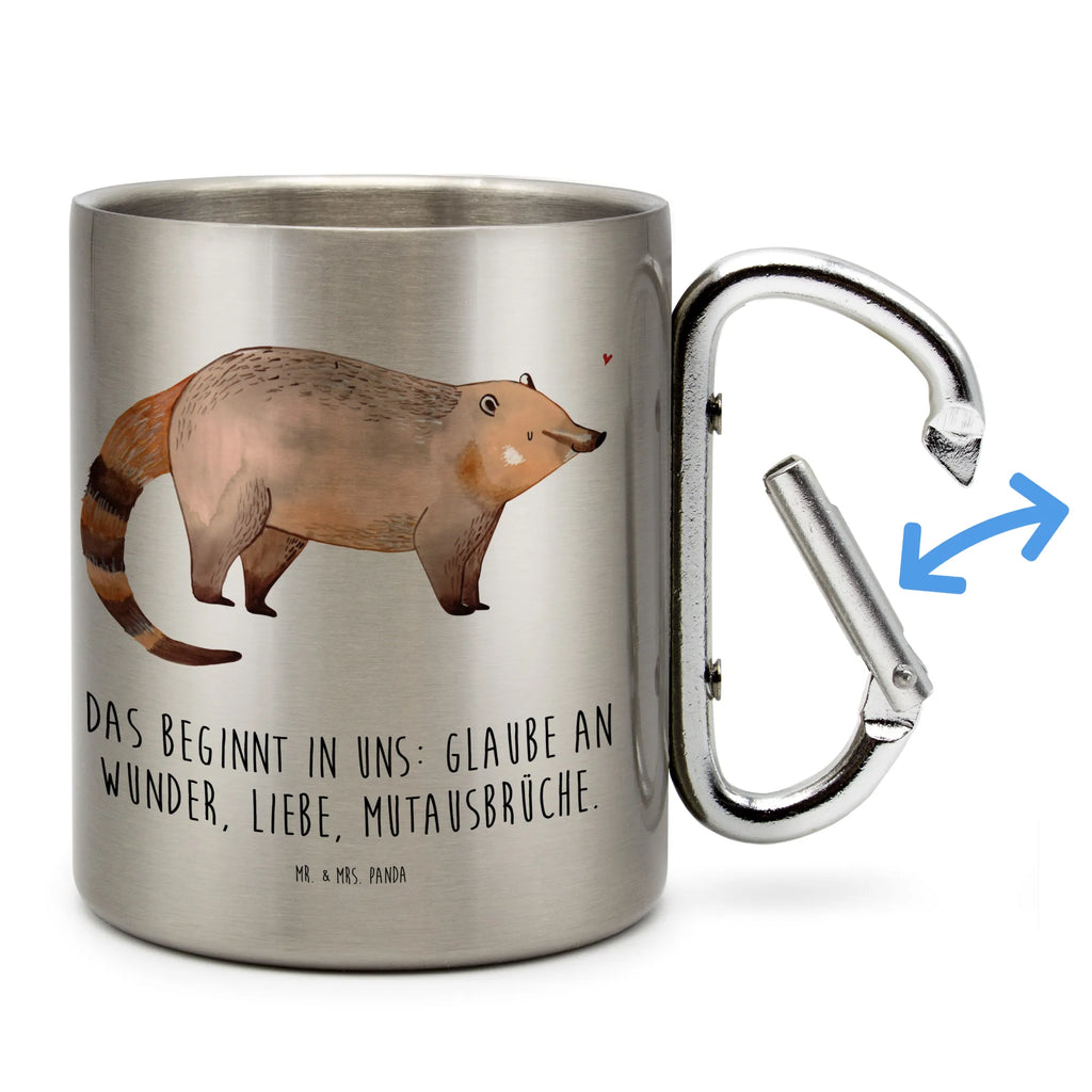 Stainless steel mug Nasal Bear small animals, cute, funny, cute animal motives, hand drawn, small world, funny sayings, good mood, happy, gifts, gift ideas, special gifts, animal lover, card, Nose bear, bear, trunk bear, nose bear