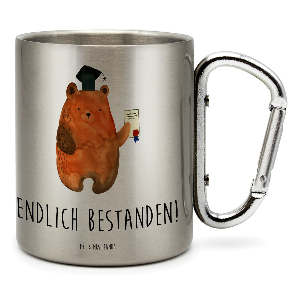 Stainless steel mug bear Test bear, teddy, teddy bear, cuddly toy, examination passed, Abitur, diploma, examinations, certificate, degree