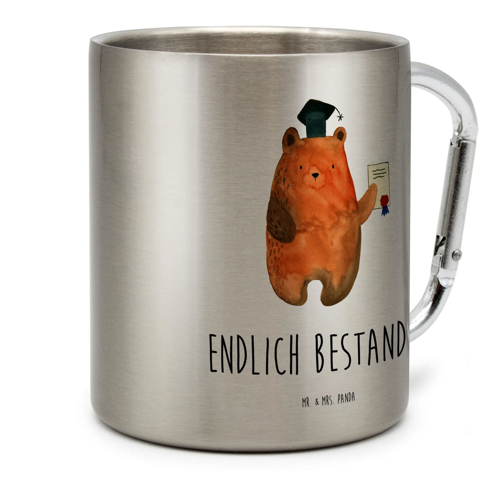 Stainless steel mug bear Test bear, teddy, teddy bear, cuddly toy, examination passed, Abitur, diploma, examinations, certificate, degree