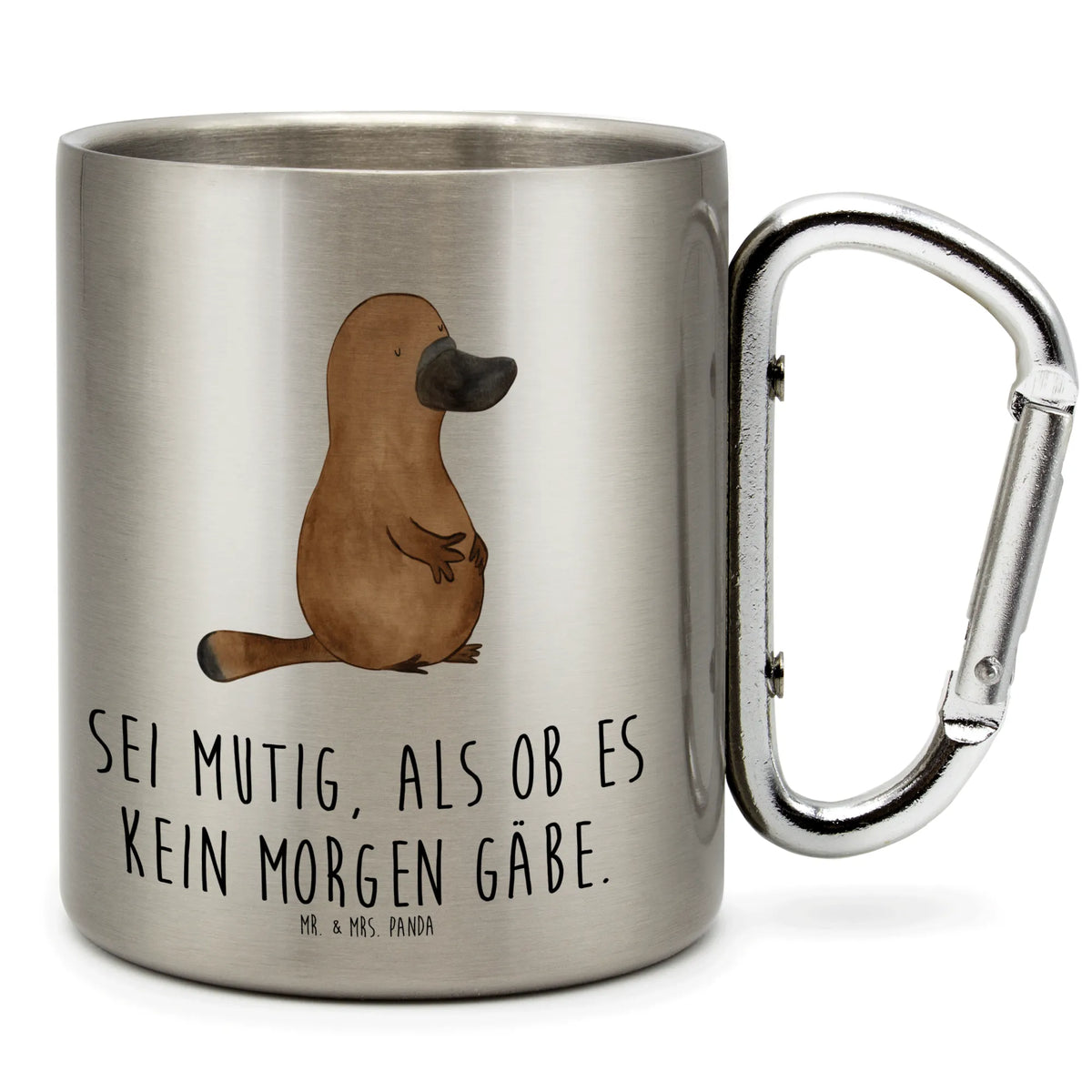 Stainless steel mug platypus courage gift ideas, vacation, Seafood, aquatic animals, ocean, shells, corals, reef, whale, narwhal, sea urchin, lobster, platypus, manatee, crocodile, shrimp, gifts for seafood lovers, water world, underwater animals, underwater world, deep sea, seafood fans, seafood decoration, seafood posters, world trip, brave, new beginning, wisdom, Platypus, work, new start, courage