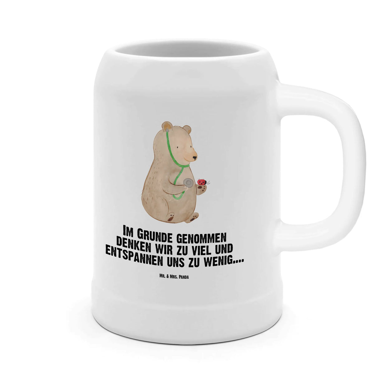 Bierkrug Bär Arzt Humpen, Steinkrug, Bier Humpen, Keramikkrug, Trinkkrug, Tonkrug, Steinbierkrug, Krug, Bierbecher, Bier Seidel, Bierhumpen, Steingutkrug, Seidel, Steinzeugkrug, Mr. & Mrs. Panda Bierkrug, Teddy, Bär, Teddybär, Doktorin, Arzt, Professor, Professorin, Ärztin, Doktor