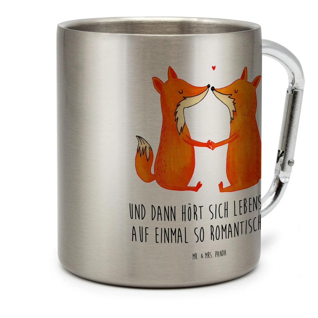 Stainless steel mug foxes Love fox, foxes, forest wildlife, clever as a fox, animal lover, fiancée, girlfriend, love, lovers, partner, wife, proof of love, husband, couple, marriage, boyfriend