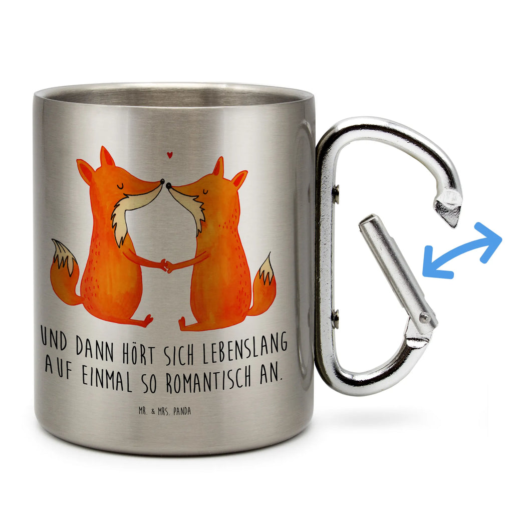 Stainless steel mug foxes Love fox, foxes, forest wildlife, clever as a fox, animal lover, fiancée, girlfriend, love, lovers, partner, wife, proof of love, husband, couple, marriage, boyfriend