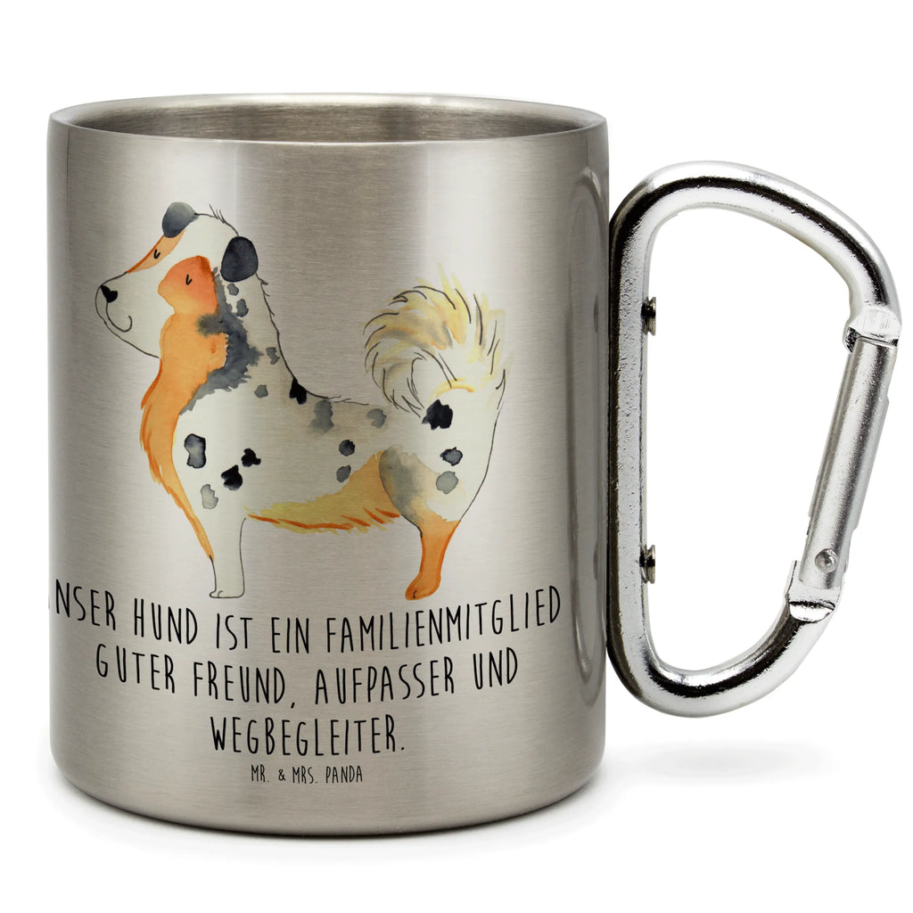 Kubek ze stali nierdzewnej Pies Owczarek australijski Pies, motyw psa, zwierzę domowe, rasa psa, miłośnik zwierząt, właściciel psa, powiedzenia