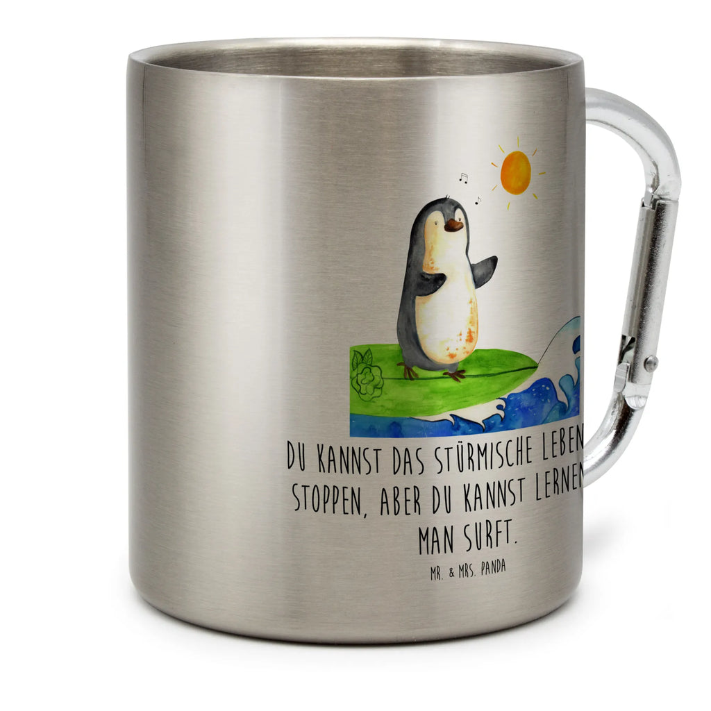 Stainless steel mug Penguin surfer Penguin, North Pole, Winter, Penguins, surfing, Portugal, penguins, wave riding, Hawaii, surfers, waves, holidays