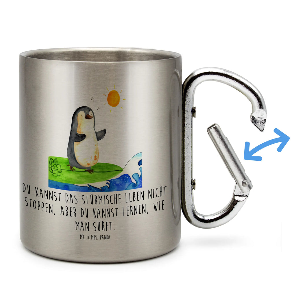 Stainless steel mug Penguin surfer Penguin, North Pole, Winter, Penguins, surfing, Portugal, penguins, wave riding, Hawaii, surfers, waves, holidays