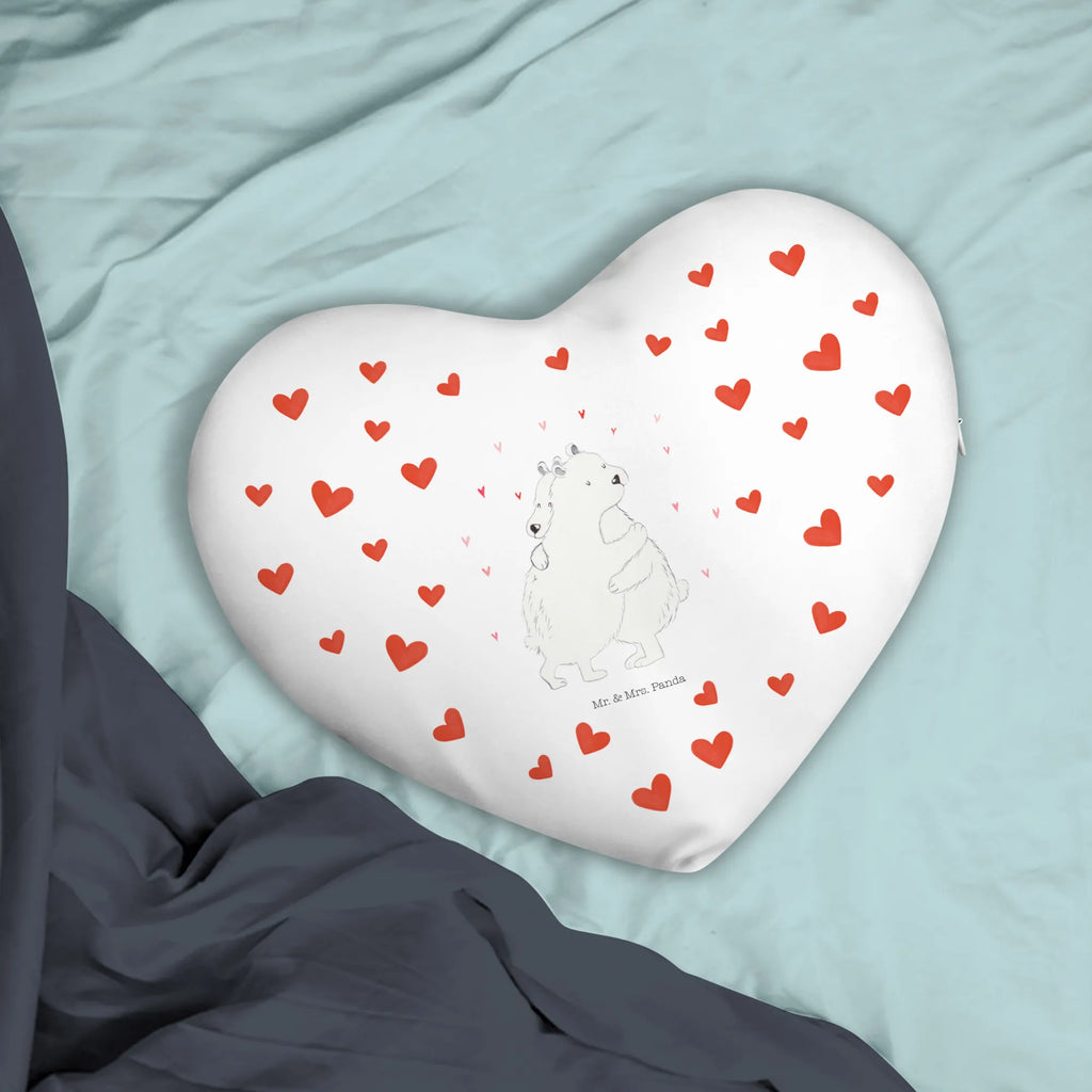 Poduszka w kształcie serca Niedźwiedź polarny obejmować Motywy zwierzęce, dobra energia, zabawne powiedzonka, zwierzęta