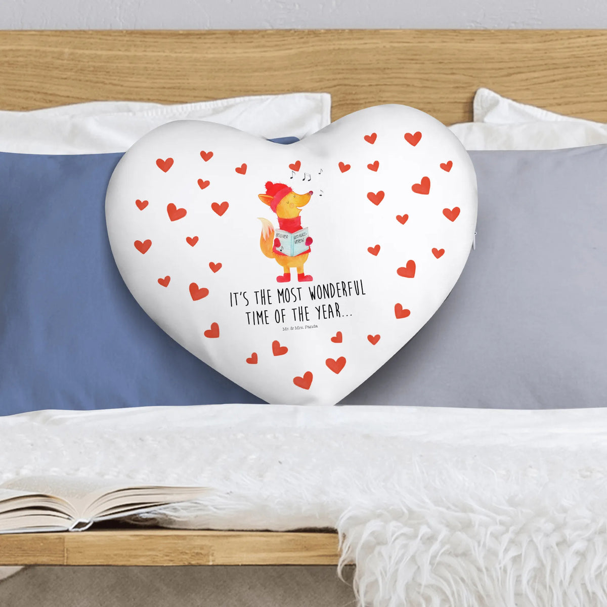 Heart cushion Fox Singer Winter, Christmas, Christmas time, snow
