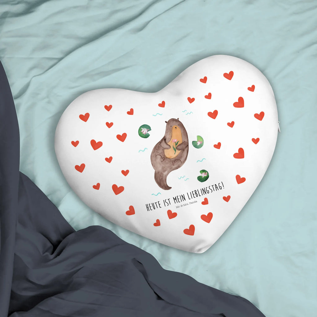 Heart cushion otter Water Lily otter, marten, sea otter, European otter, water mammal, aquatic animal, baby otter, predator, water, otter gifts, animal lover, gift ideas for animal lovers, animal, mammal, water animal, gifts for people in love