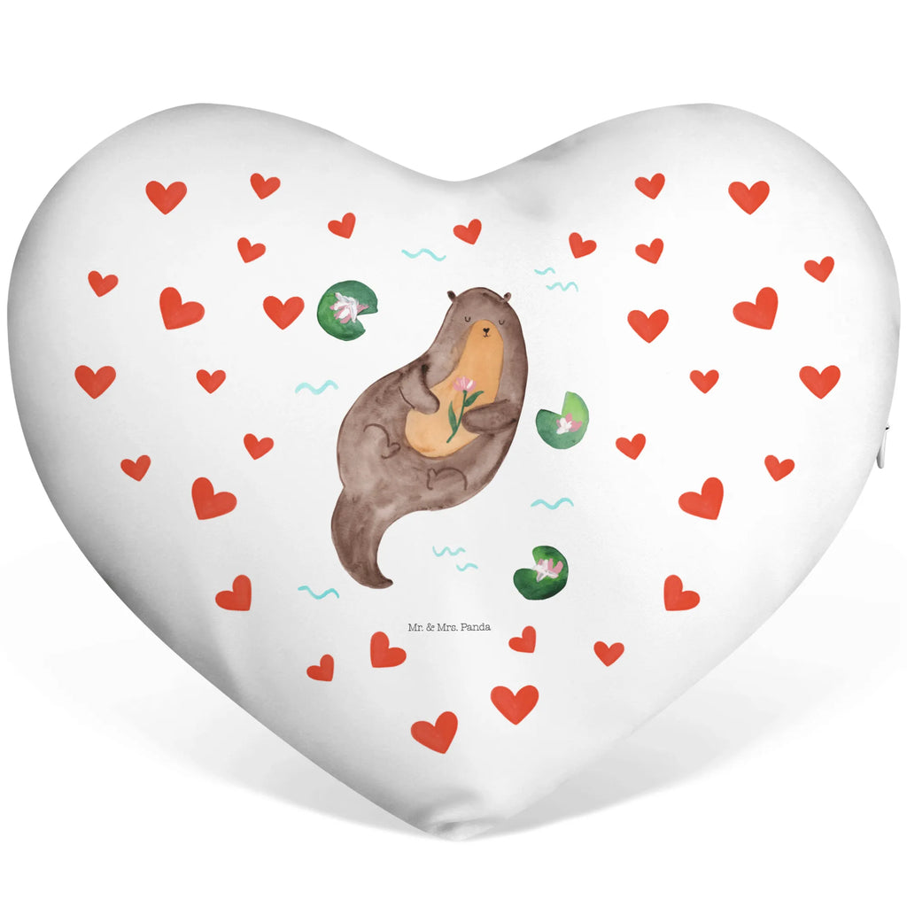 Heart cushion otter Water Lily otter, marten, sea otter, European otter, water mammal, aquatic animal, baby otter, predator, water, otter gifts, animal lover, gift ideas for animal lovers, animal, mammal, water animal, gifts for people in love
